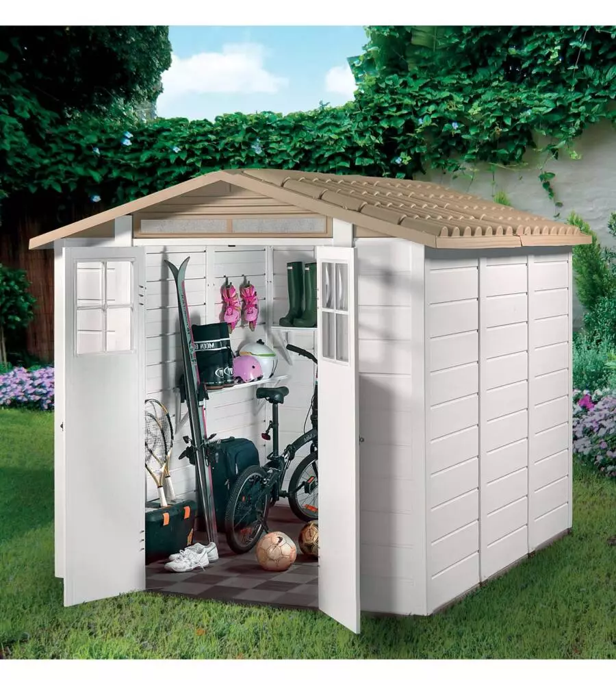 Casetta da giardino in pvc garofalo "tuscany evo 240" l.229 x p.262 x h.220